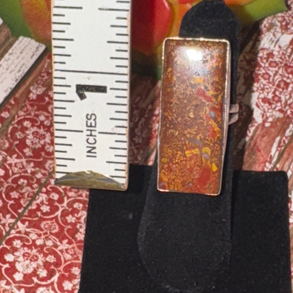 Huge Jasper Agate Silver Ring - image 8